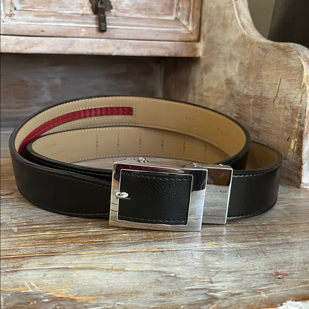 🖤 Nexbelt Black Leather No Holes Belt Leather Silver Hardware Neubelt
